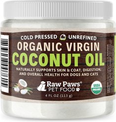 Raw Paws Organic Virgin Coconut Oil Supplement for Dogs & Cats, 4-oz jar