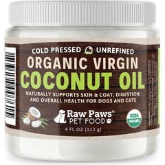 Raw Paws Organic Virgin Coconut Oil Supplement for Dogs & Cats, 4-oz jar
