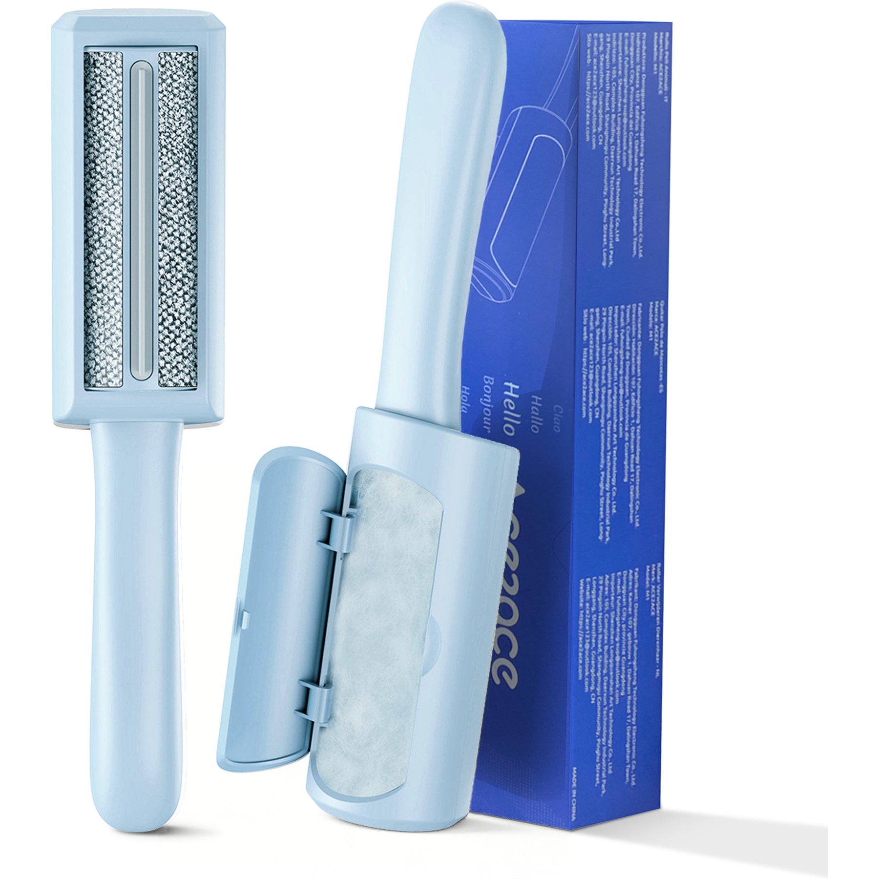 ACE2ACE Mini Pet Hair Remover Roller, Blue