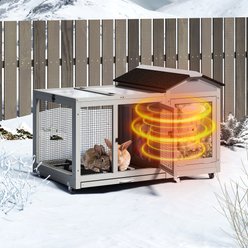 Coziwow 39-in Heated Rabbit Hutch with Wheels, Gray slide 2 of 9