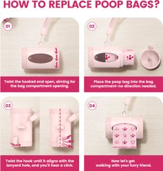 Pawview Leash with Built-In Poop Bag Dispenser & Lavender Scented Dog Poop Bags, Pink, 5-ft long, 60 count slide 2 of 8