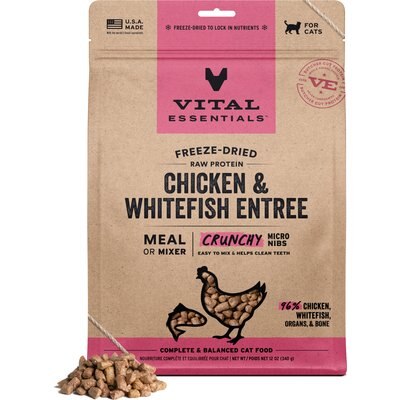 Vital Essentials Vital Essentials Micro Nibs Raw Chicken & Whitefish Entree Freeze-Dried Cat Food, 12-oz bag