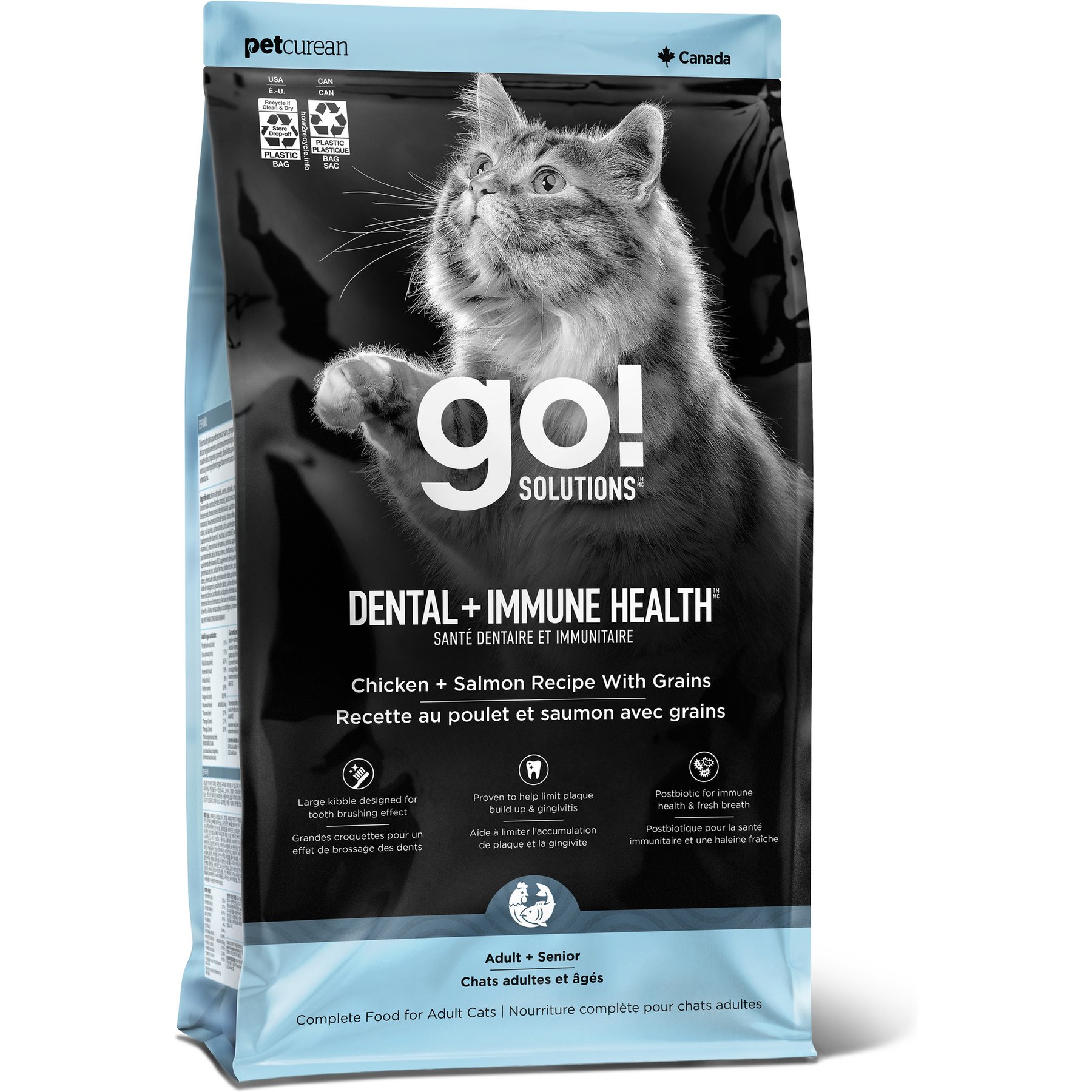 Go! Solutions Dental + Immune Health Chicken + Salmon Recipe with Grains Dry Cat Food, 12-lb bundle