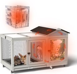 Coziwow 39-in Heated Rabbit Hutch with Wheels, Gray