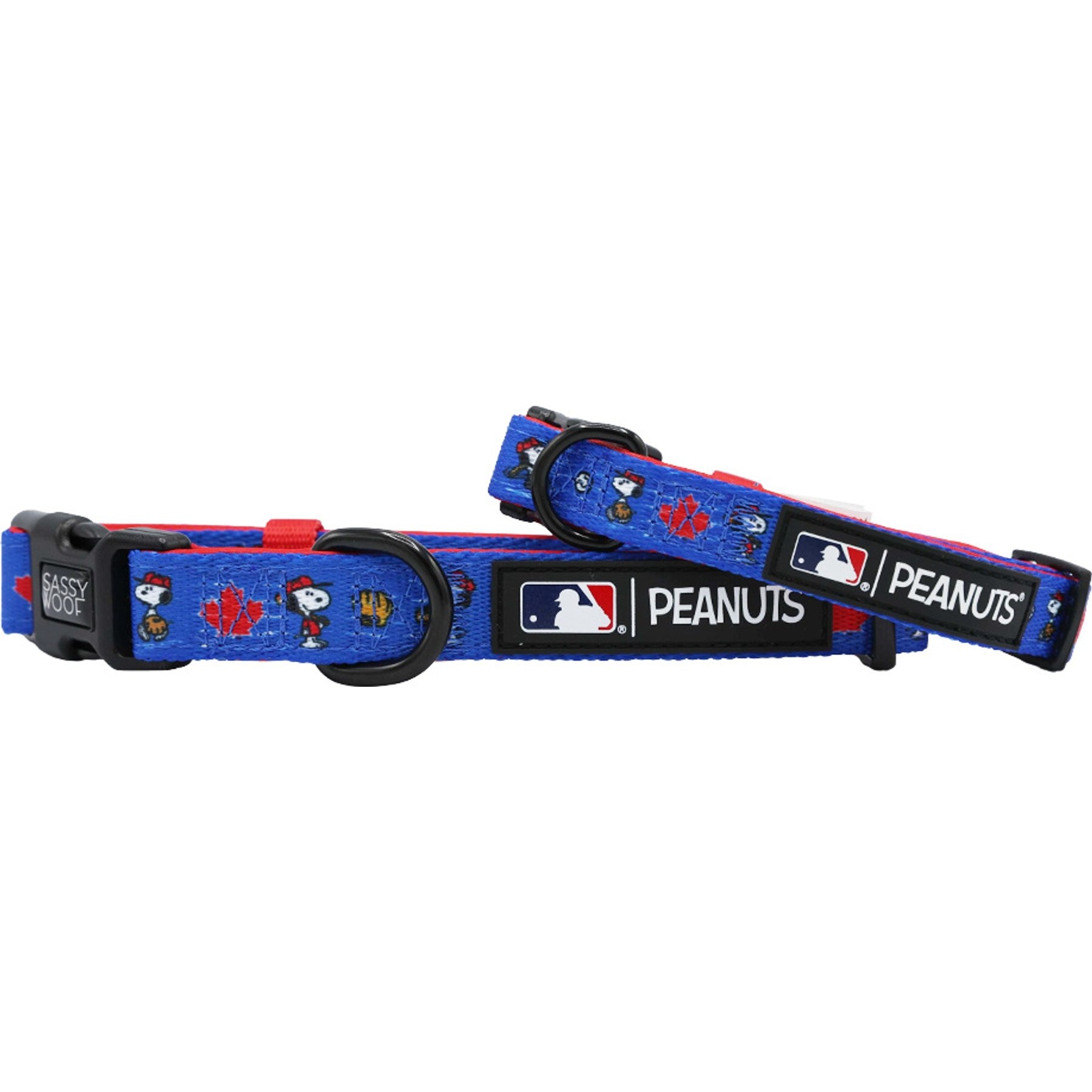 Sassy Woof MLB x Peanuts Toronto Blue Jays Dog Collar, Small: 13-in neck, 1/2-in wide