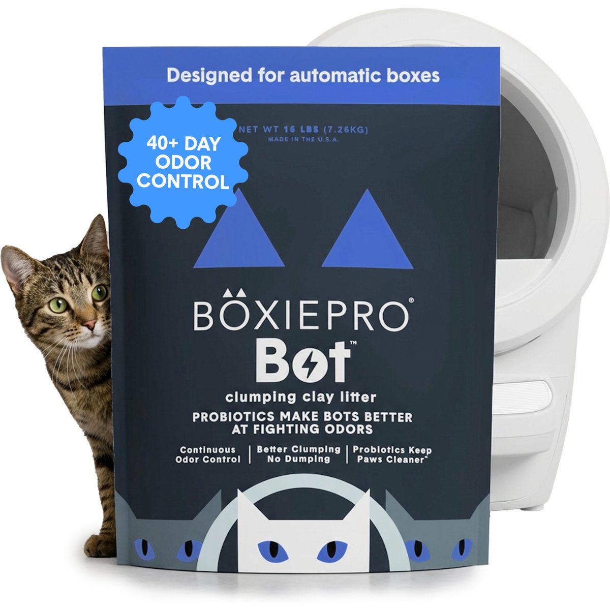 Boxiecat BOT Self-Cleaning Probiotic Clumping Clay Kitty Cat Litter, 16-lb bag