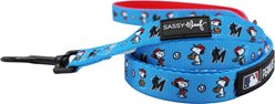 Sassy Woof MLB x Peanuts Miami Marlins Dog Leash, 5-ft long, 4/5-in wide