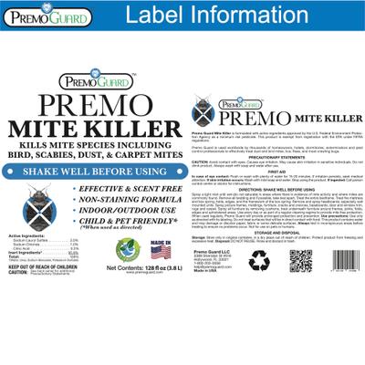 Show full view: Premo Guard Natural Non-Toxic Mite Killer Dog & Cat Spray, 128-fl oz bottle slide 8 of 8