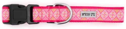 Show full view: The Worthy Dog Medallion Dog Collar, Pink, X-Small: 5 to 11-in neck, 1/2-in wide slide 3 of 3