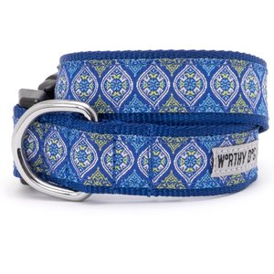 The Worthy Dog Medallion Dog Collar, Blue, Small: 8 to 14-in neck, 5/8-in wide