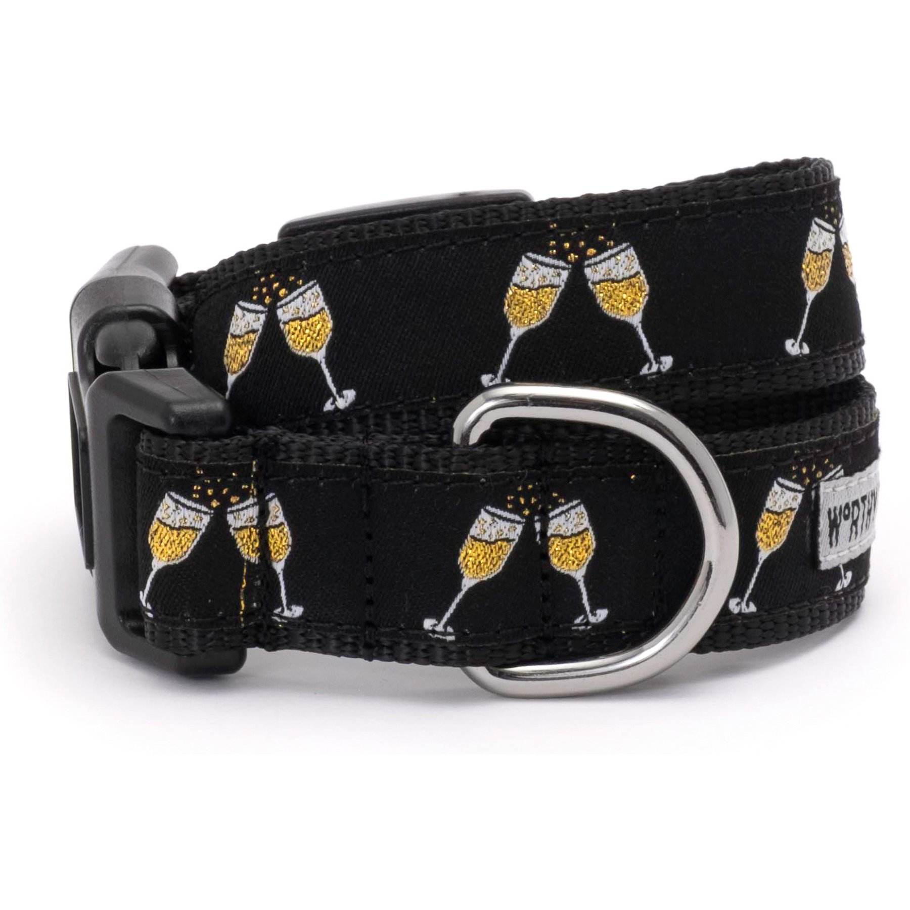 The Worthy Dog Celebration Dog Collar, Black, Medium: 11 to 17-in neck, 1-in wide