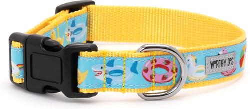 Show full view: The Worthy Dog Pool Party Dog Collar, Turquoise, Small: 8 to 14-in neck, 5/8-in wide slide 2 of 3