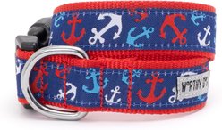 The Worthy Dog Anchors Ahoy Dog Collar, Red/White/Blue, Medium: 11 to 17-in neck, 1-in wide