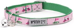 The Worthy Cat Golf Cat Collar, Pink, 9 to 11-in neck, 1/2-in wide