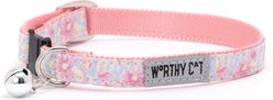 The Worthy Cat Fancy Floral Cat Collar, Blue, 9 to 11-in neck, 1/2-in wide