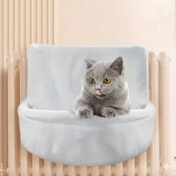 NonoPets Indoor Warm Plush Hanging Cat Hammock Lounger Bed, Light Grey