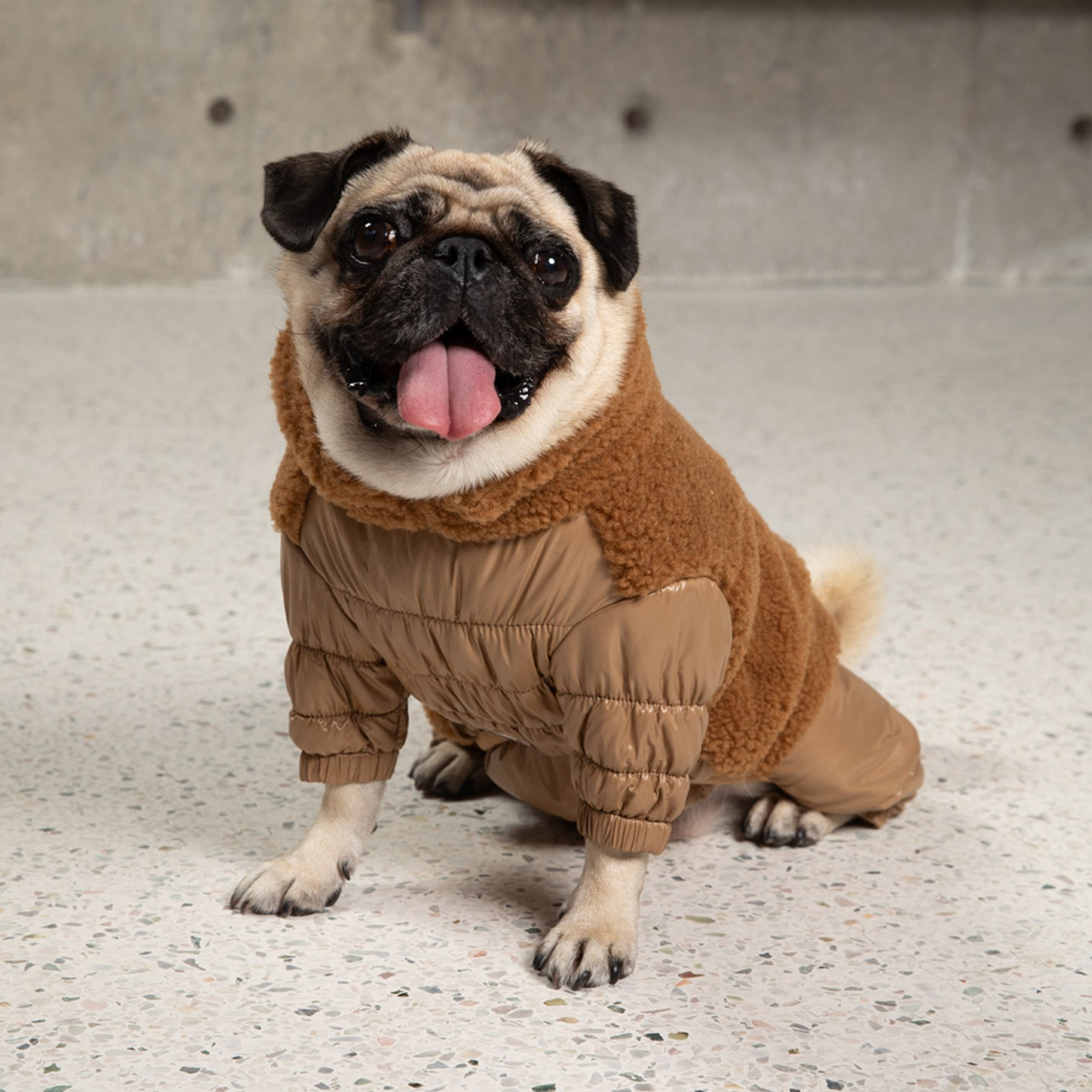 Pebot Sugarloaf Sherpa Dog & Cat Onesie, Brown, 16