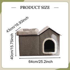 NonoPets 2-in-1 Indoor Cat House & Condo with Bed, Grey slide 2 of 3