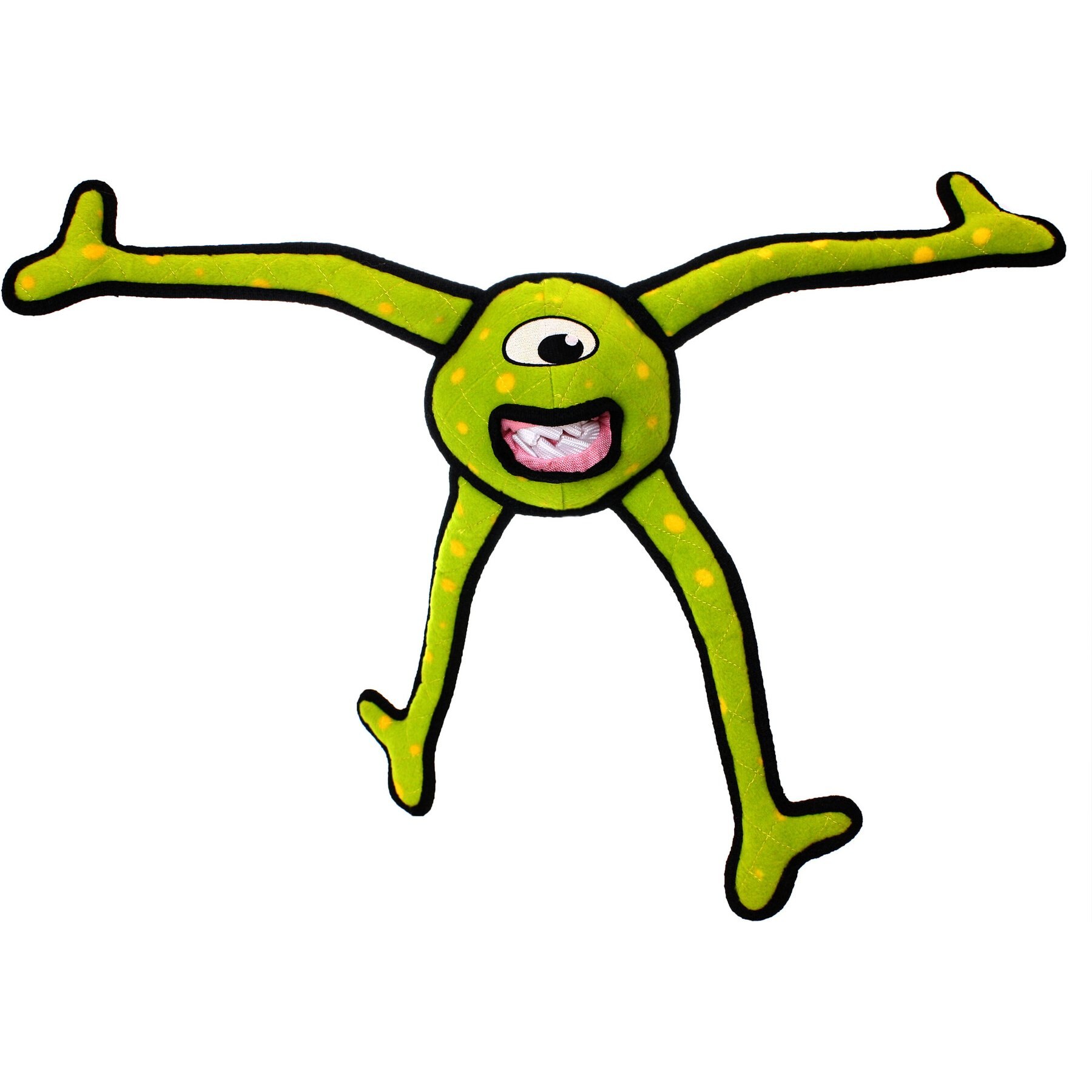 Tuffy's Alien Ball Green Legs Squeaky Dog Plush Toy, Green
