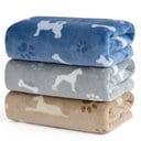 Bedsure Super Premium Fleece Dog Pattern Thin Portable Throw Dog & Cat Blanket, 3 count, X-Small: 23 x 16-in