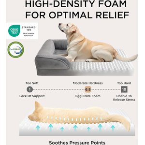 Bedsure Orthopedic Bolster Dog Sofa Bed with Removable Cover, Grey, X-Large