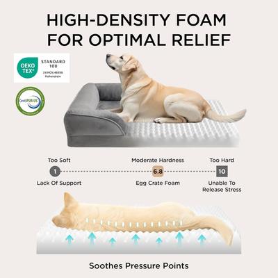 Show full view: Bedsure Orthopedic Bolster Dog Sofa Bed with Removable Cover, Dark Grey, X-Large Pro slide 2 of 8