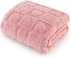 Bedsure Washable Fleece Dog & Cat Blanket, Pink Heart, Small