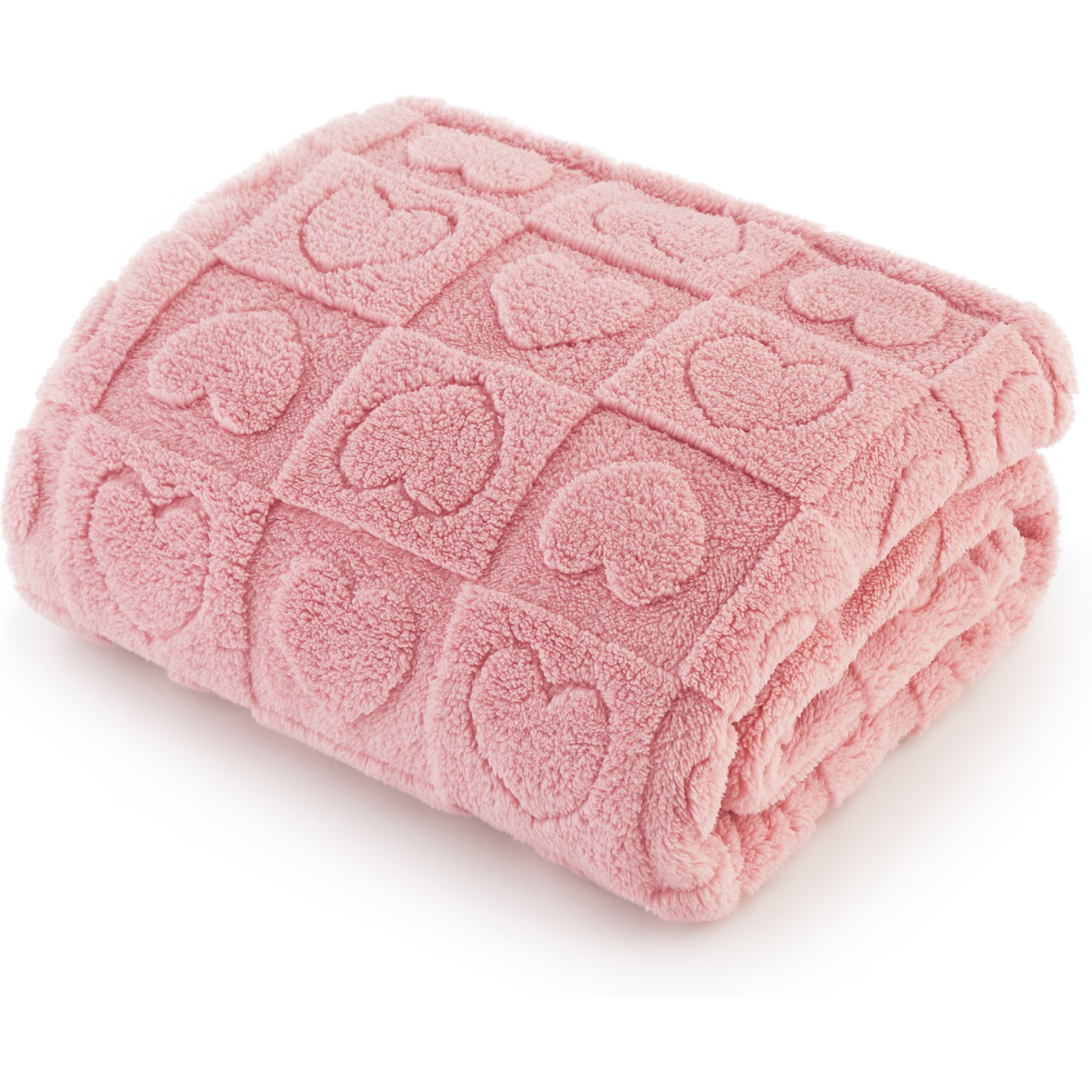 Bedsure Washable Fleece Dog & Cat Blanket, Pink Heart, Small