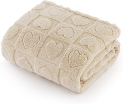 Bedsure Washable Fleece Dog & Cat Blanket, White Heart, Small