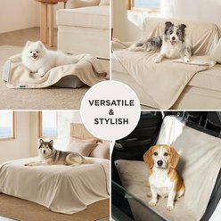 Bedsure Waterproof Sherpa Fleece Reversible Furniture Protector Dog & Cat Throw Blanket, Cream, Small slide 2 of 7