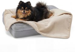 Bedsure Waterproof Sherpa Fleece Reversible Furniture Protector Dog & Cat Throw Blanket, Cream, Small