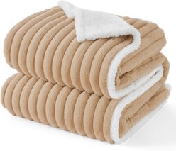 Bedsure ComfyFleece Waterproof Dog & Cat Blanket, Warm Sand, X-Large