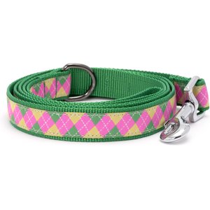 The Worthy Dog Bright Argyle Dog Leash, Pink/Green, Small: 5-ft long, 5/8-in wide