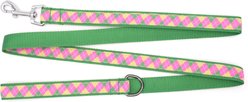The Worthy Dog Bright Argyle Dog Leash, Pink/Green, Large: 5-ft long, 1-in wide slide 2 of 3