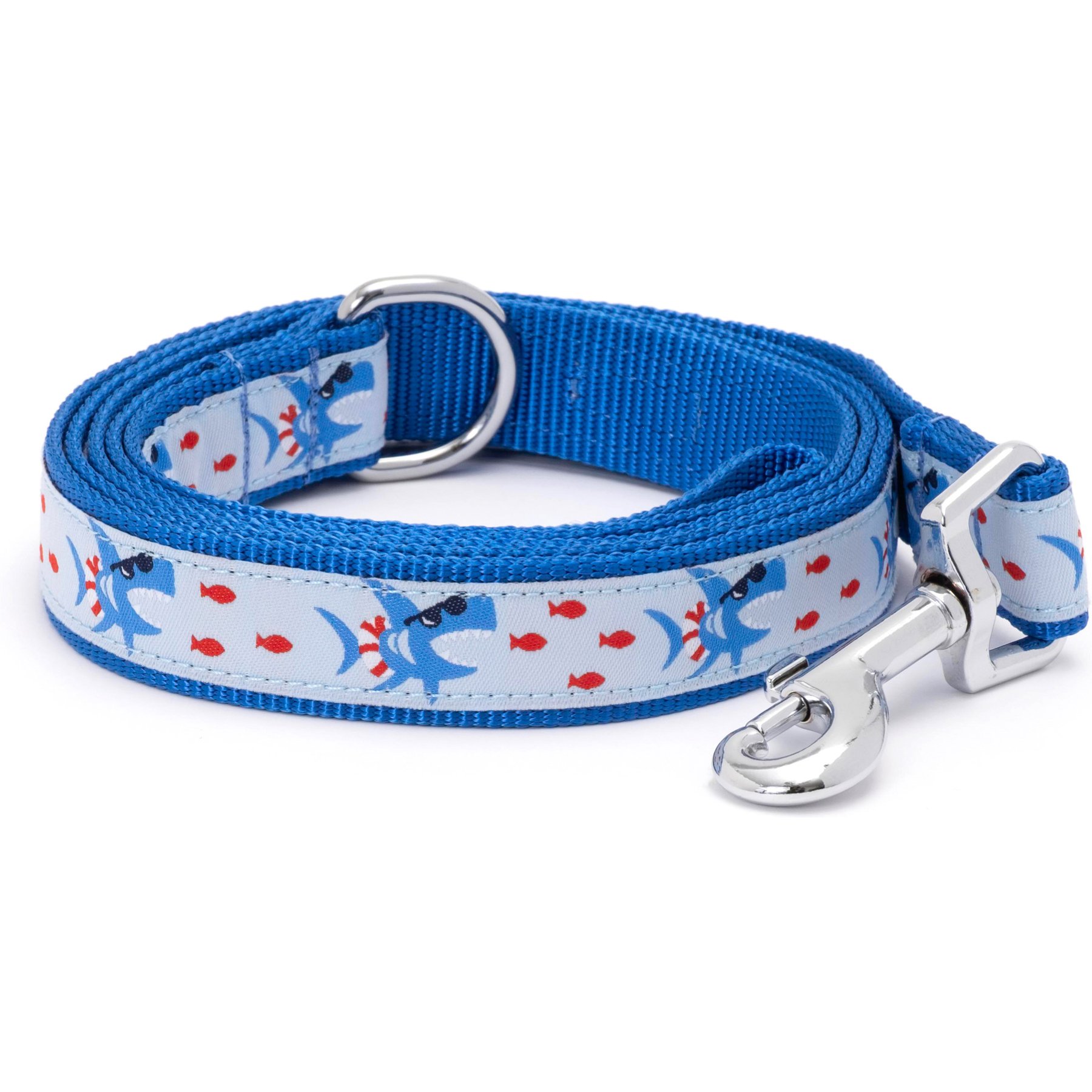 The Worthy Dog Sharkuterie Dog Leash, Blue, Small: 5-ft long, 5/8-in wide
