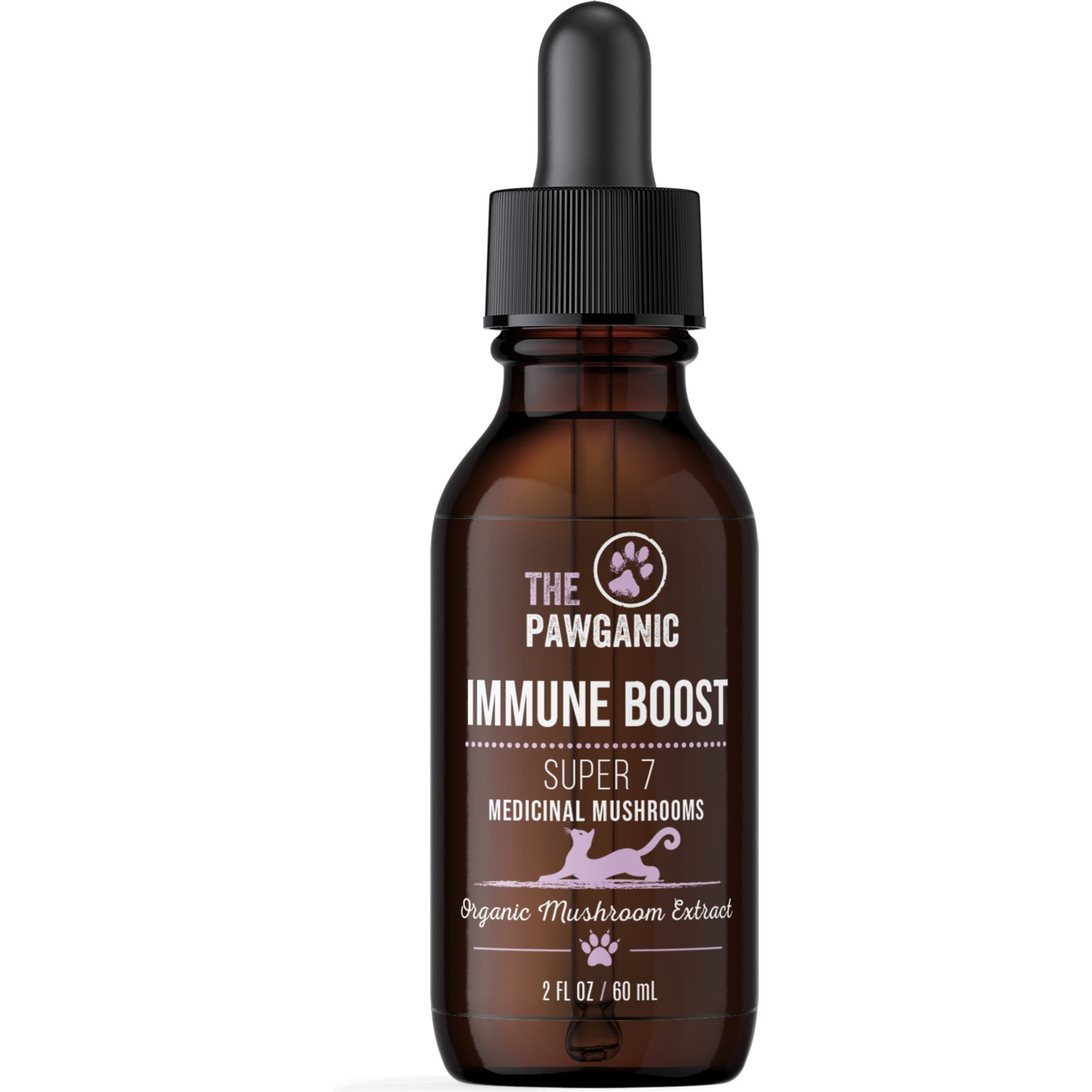 The Pawganic Super 7 Medicinal Mushrooms Liquid Immune Boost Supplement for Cats, 2-fl oz bottle