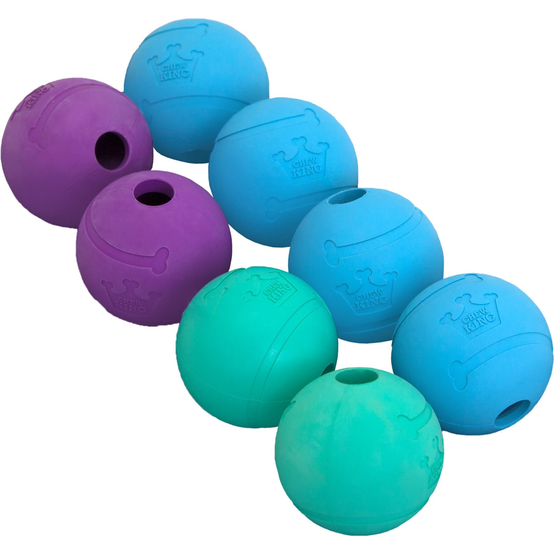 Chew King by Mammoth Heavy Duty Long Lasting Fetch & Chew Toy Balls for Dogs, 8 pack