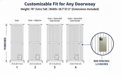 Show full view: MALOROY 78-in Extra Tall Dog & Cat Gate with Door, White slide 8 of 8