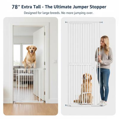 Show full view: MALOROY 78-in Extra Tall Dog & Cat Gate with Door, White slide 4 of 8