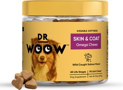 Dr Woow Omega Skin & Coat Salmon Flavored Chews Supplement for Dogs, 90 count slide 1 of 9