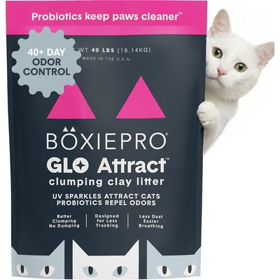Boxiecat Boxiecat Pro Glo Natural Stress-Relief Probiotic Clumping Clay Cat & Kitty Litter with UV Attractant, 40-lb bag