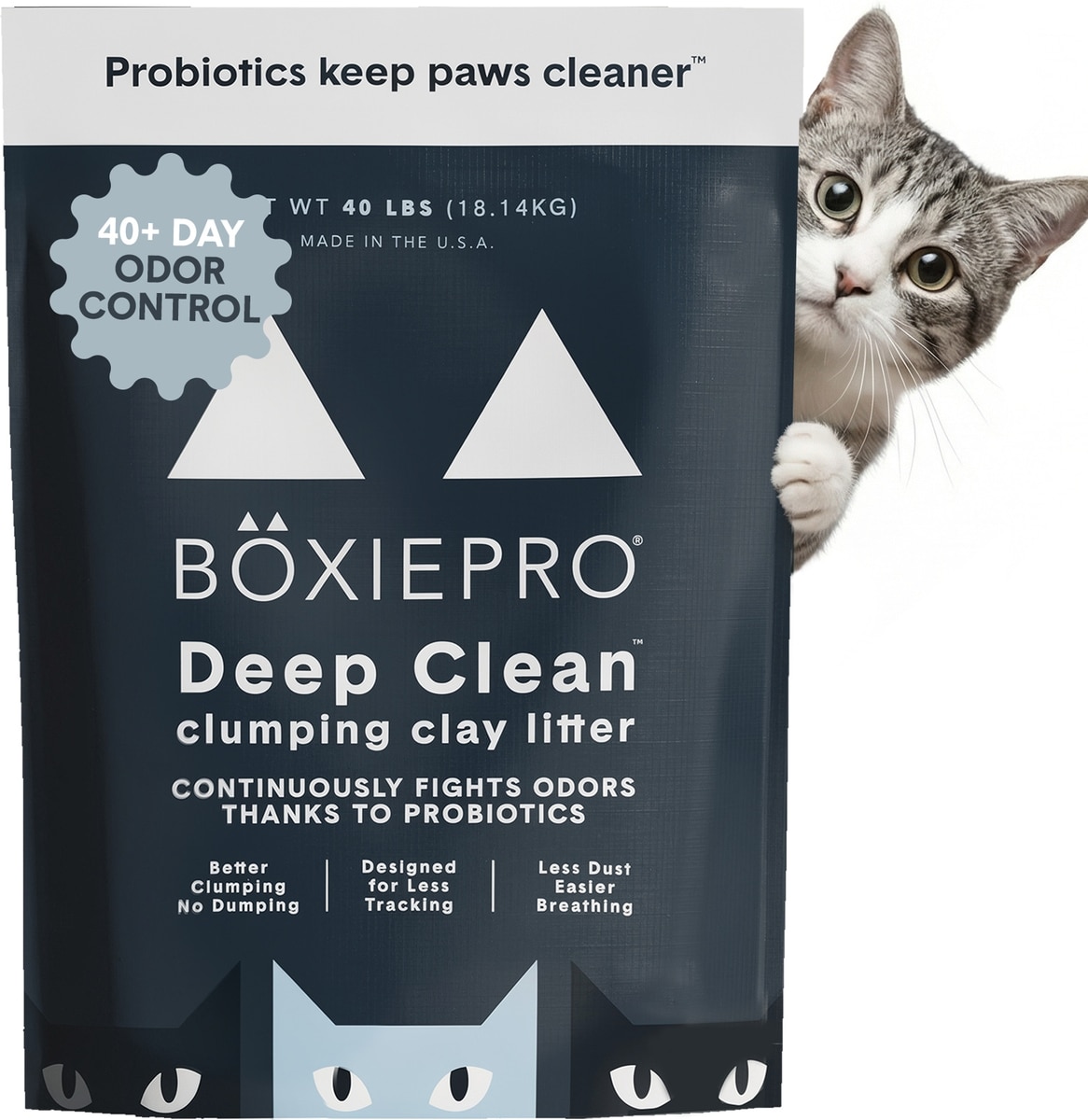 Picture of BOXIECAT Self-Cleaning Probiotic Clumping Clay Cat & Kitty Litter, 40 ...