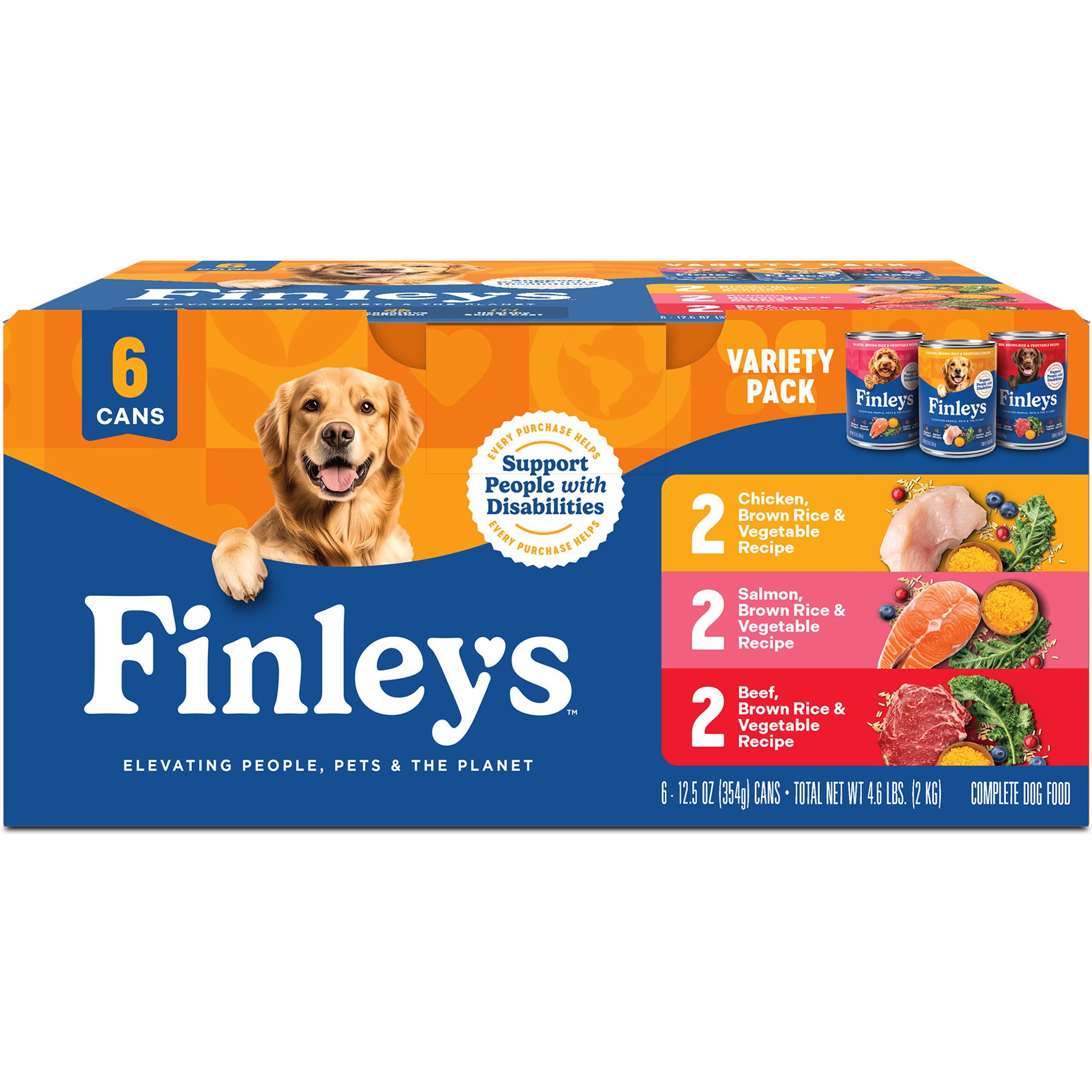 Finley's Beef, Chicken & Salmon Variety Pack Wet Dog Food, 12.5-oz can, case of 6