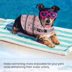 Paws Aboard Neoprene Dog Life Jacket, Pink Gray Polka Dots, XX-Small slide 2 of 7