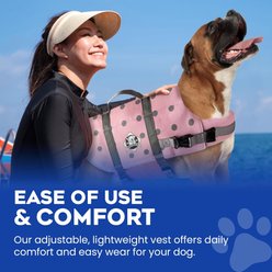 Paws Aboard Neoprene Dog Life Jacket, Pink Gray Polka Dots, X-Large slide 2 of 7