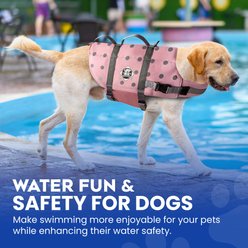 Paws Aboard Neoprene Dog Life Jacket, Pink Gray Polka Dots, Large slide 2 of 7