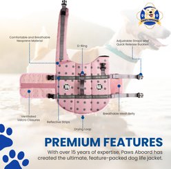 Paws Aboard Neoprene Dog Life Jacket, Pink Gray Polka Dots, X-Small slide 2 of 7