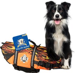 Paws Aboard Dog Life Jacket, Racing Flames, Medium