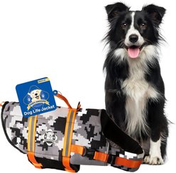 Paws Aboard Neoprene Dog Life Jacket, Orange Camo, Medium