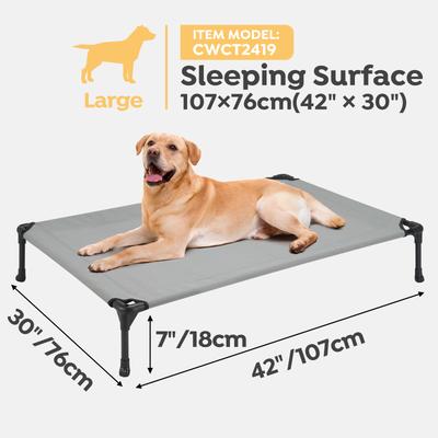 Show full view: Veehoo Cooling Elevated Portable Cot Dog Bed, Sky Grey, Large, 2 count slide 2 of 7